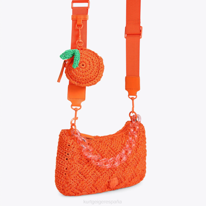 Kurt Geiger mujer bandolera multicolor de crochet de Londres 2LPR472 | bolsas naranja